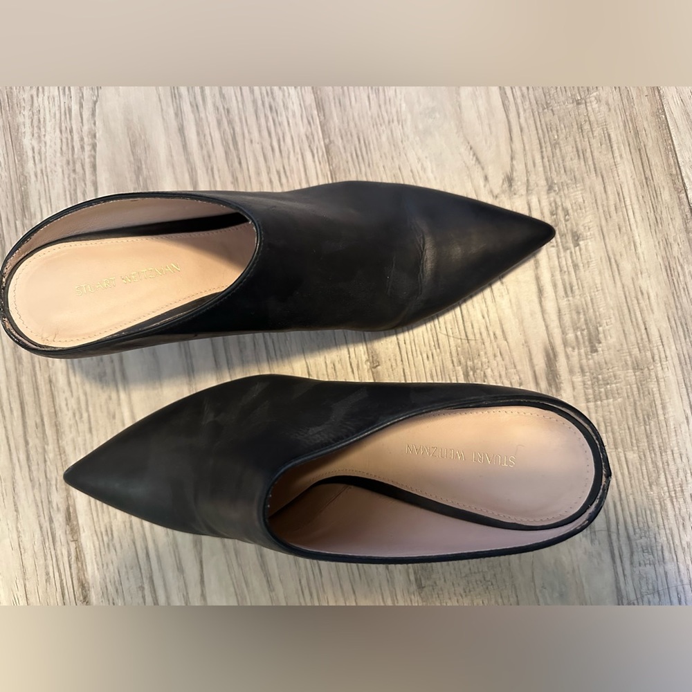 Stuart Weitzman black mule with kitten heel size 8